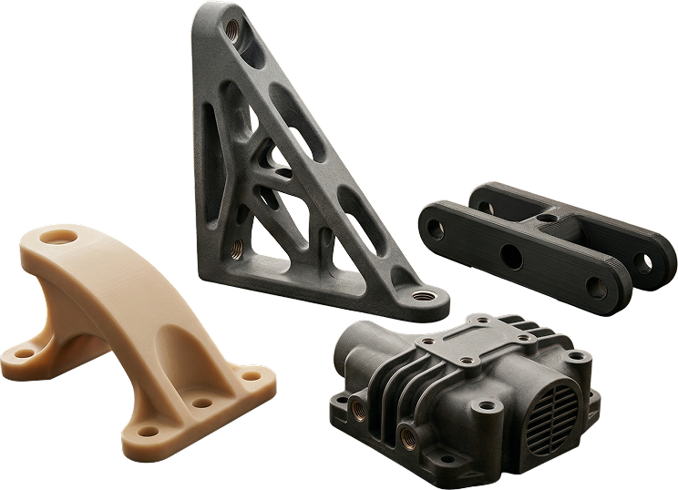 3D printed parts in multiple materials and geometries