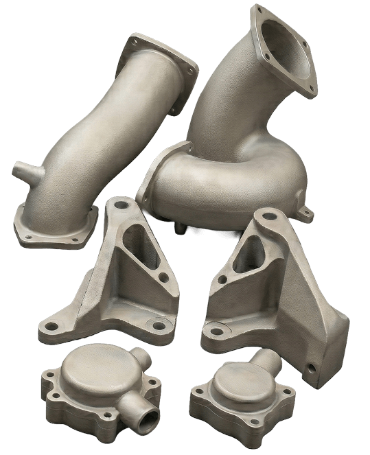 Matte metallic grey 3D printed industrial components and housings