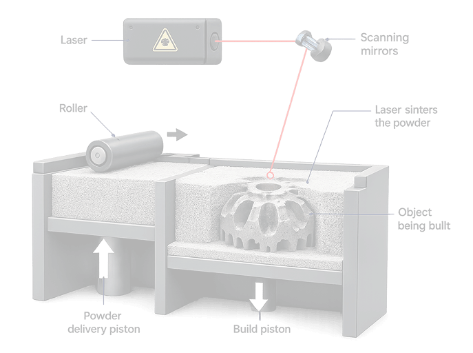 SLM 3D printed metal parts ready for production